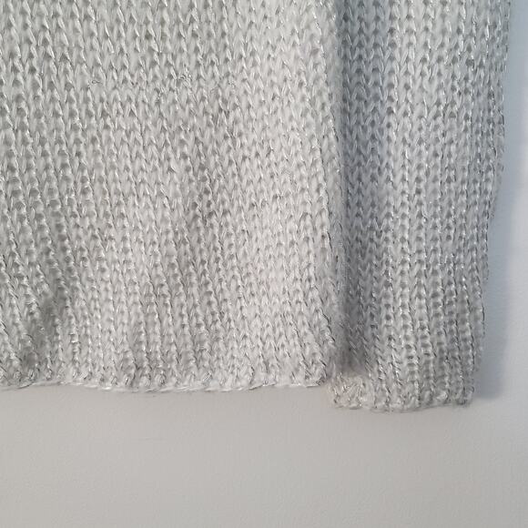 Chicos White and Silver Chunky Open Knit Sweater - Picture 3 of 5